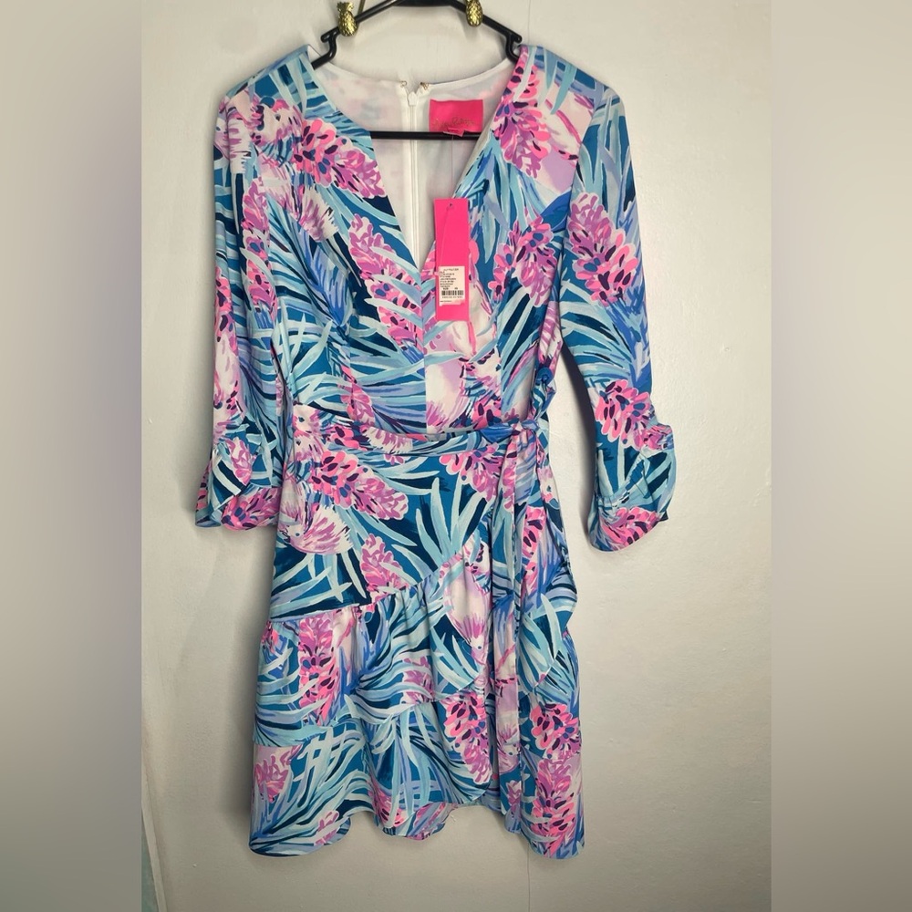 Lilly Pulitzer Blue and Pink Tropical Dress - Picture 2 of 8